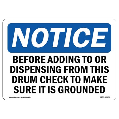 OSHA Notice Sign - Before Adding to Or Dispensing from This | Vinyl Label Dec...