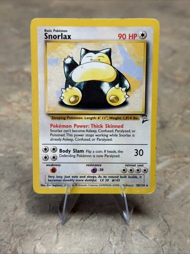 🔥 Snorlax 30/130 Vintage Non-Holo MP | Base Set 2 Pokemon Card
