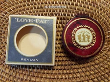 Revlon Love Pat Pressed Powder Classic Gold Angels Red Compact Vtg 60s With Box
