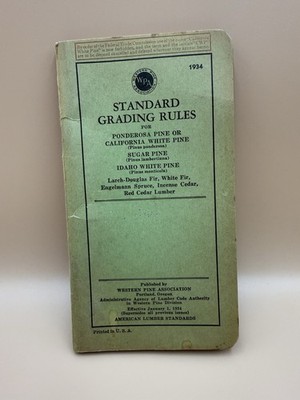 Vintage 1934 American Lumber Standards Grading Rules Book / Lumber Artifact