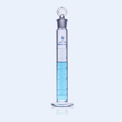 Transparent 50ml Graduated Measuring Cylinder w/ Stopper Teaching Lab Supply