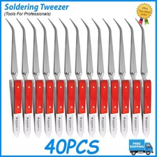 Locking Soldering Tweezers Wooden Handle Jewelry Repair Tool