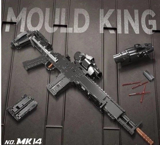 Modelo de pistola Mould King 1:1 MK14 bloques de construcción con función de disparo, kit 14026S Foto 3 de 4