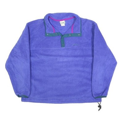 LL BEAN Damen lila uni Pullover Rundhals Strick L Fleece warm leicht