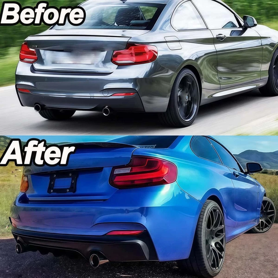 Labio difusor parachoques trasero negro brillante para BMW F22 F23 230i M240i M Sport 2014-19 Foto 2 de 4