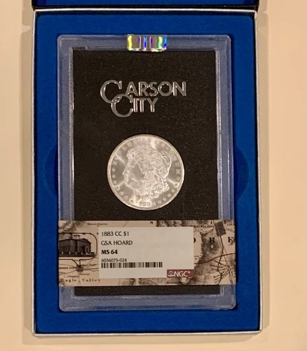 1883-CC $1 Morgan Silver Dollar GSA Hoard NGC MS64 &  COA