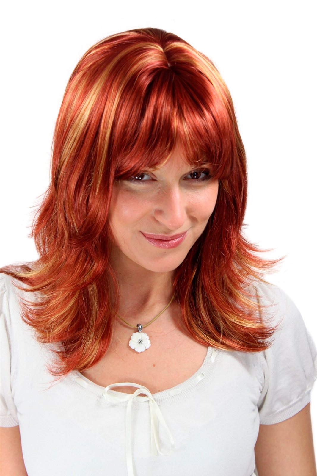 Women Wig Atemberaubend Red/Blonde Wild Streaked Long 45 1548-350-144