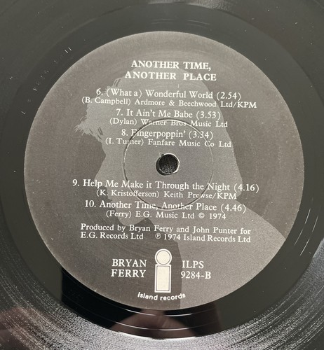 Bryan Ferry –Another Time Another Place -Vinyl Record Album 1974 G/F EX / VG+ - Picture 4 of 4