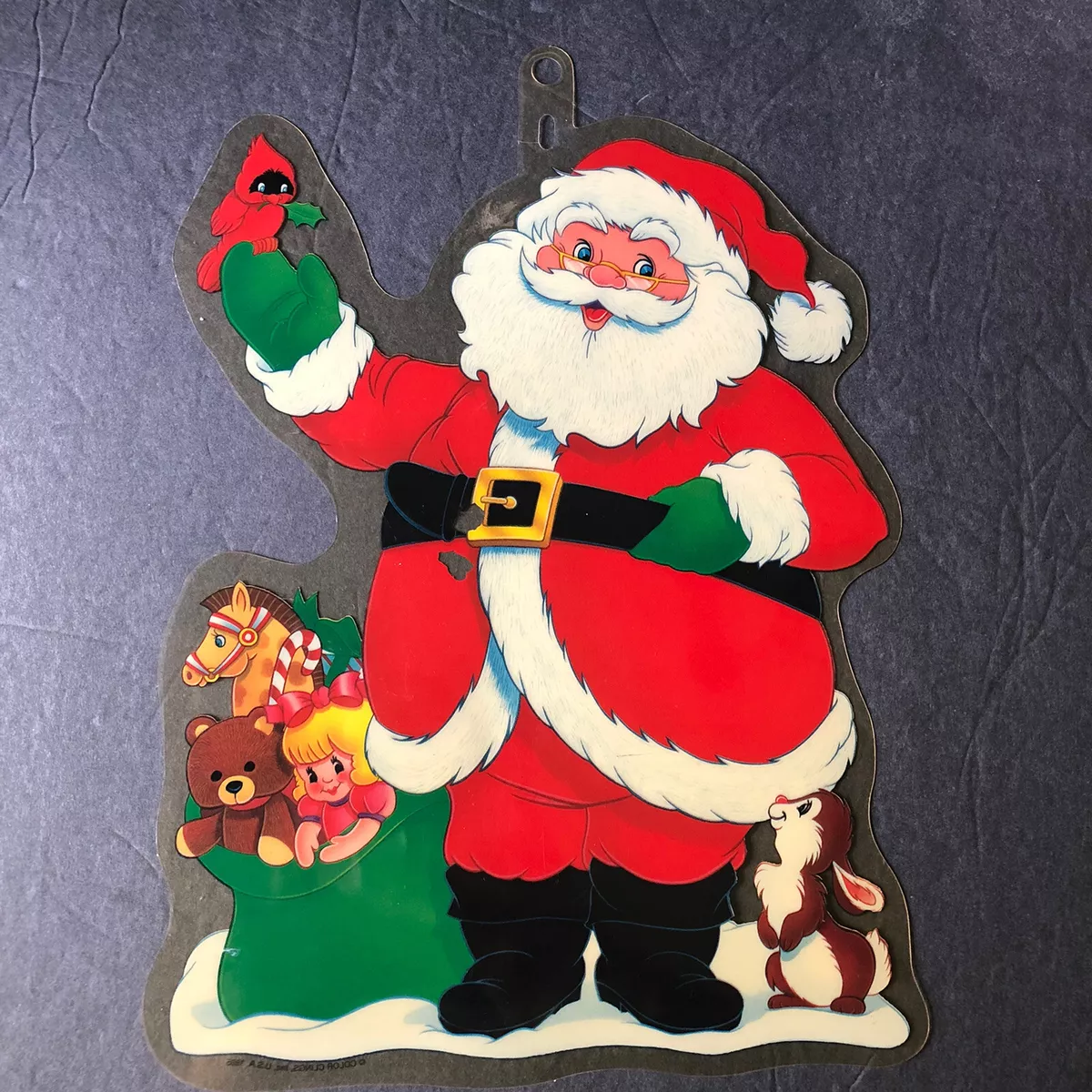 Vintage Plastic Santa Christmas Decoration Wall Window Hanging 11& ...