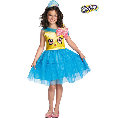 Shopkins Cupcake Queen Dress Classic Blue Girls Child Costume + Headband S / M 
