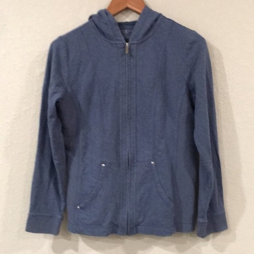 Karen Scott Sport Hoodie Sweatshirt Damen Gr. Small blau Reißverschluss