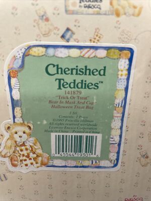 1995 Cherished Teddies Trick or Treat blue Halloween Treat Bag