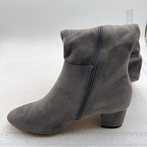 Grey Suede Closed Toe Chunky Heel Side Zipper Over The Knee Thigh High Boots