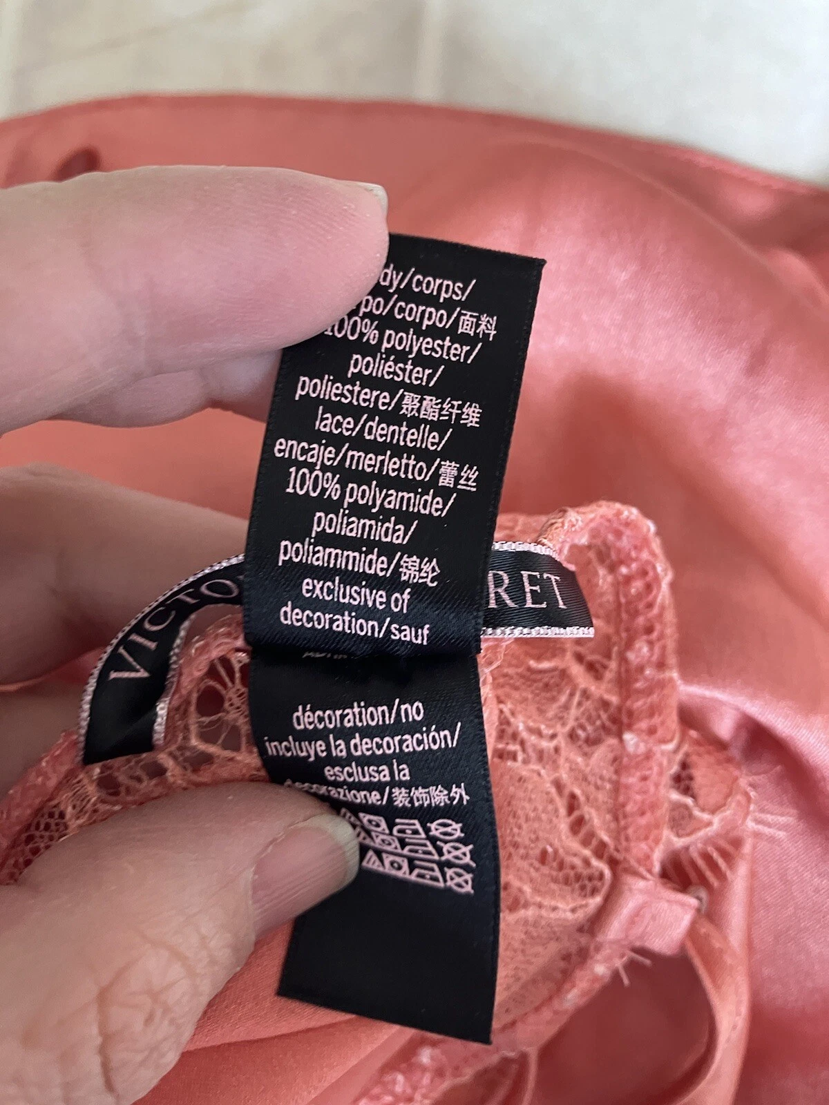 UNDERCOVER Abito Victoria's Secret Medium Chemise pesca con orlo in pizzo scollo Adj. Cinghie