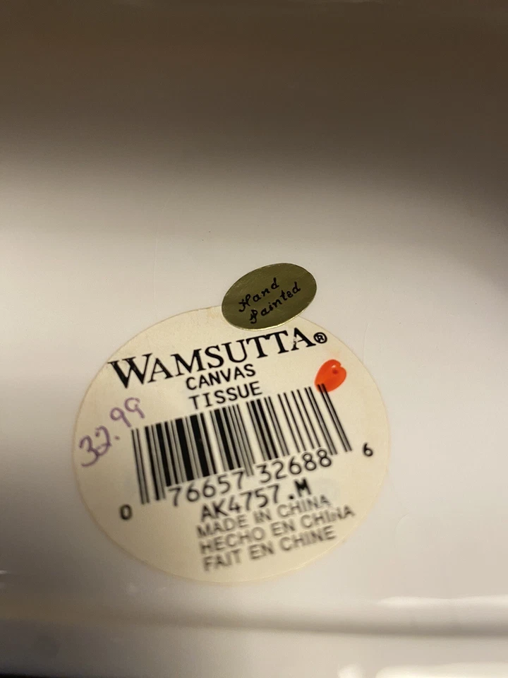 Hermosa cubierta de pañuelo pintada a mano WAMSUITTA “LIENZO” 6”X 6” X 6” pastel y dorado Foto 4 de 4