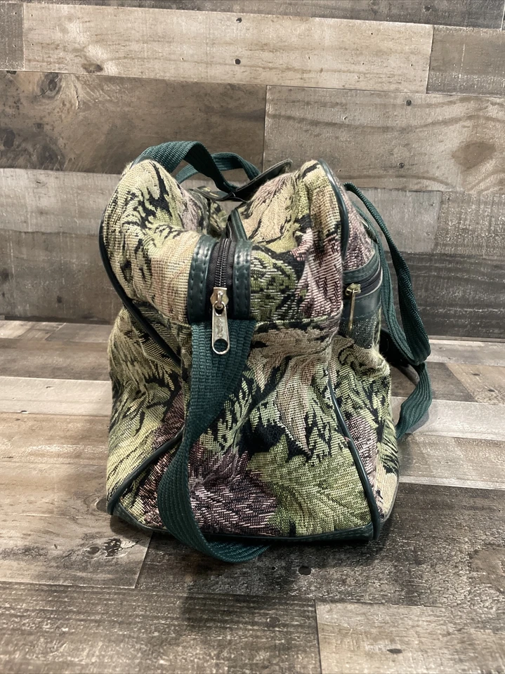 Tapiz floral atlántico vintage 22 pulgadas bolso de mano verde con correa para el hombro Foto 4 de 4