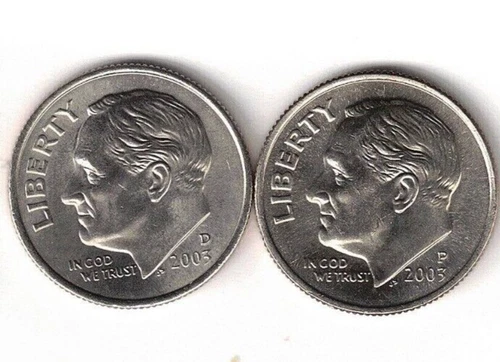 2003-P + D Uncirculated Roosevelt Dimes Both Business Types!