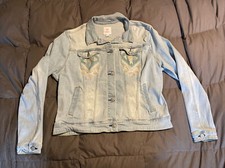 LuLaRoe Womens Jaxon Stretch Denim Blue Embro...