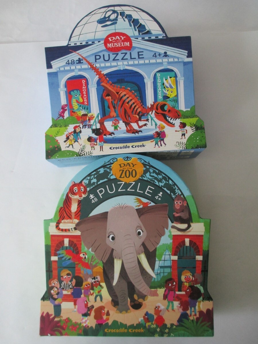 Day at Museum and Day at Zoo 2 sealed 48 piece puzzle Crocodile