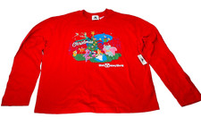 NEW L Walt Disney World Shirt Womens Red Open Until Christmas Peter Pan Genie