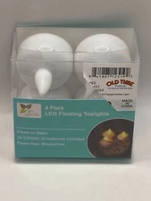 NEW SET OF FOUR (4) LED  FLOATING WHITE TEALIGHTS FLAMELESS  CANDLES SMOKELESS