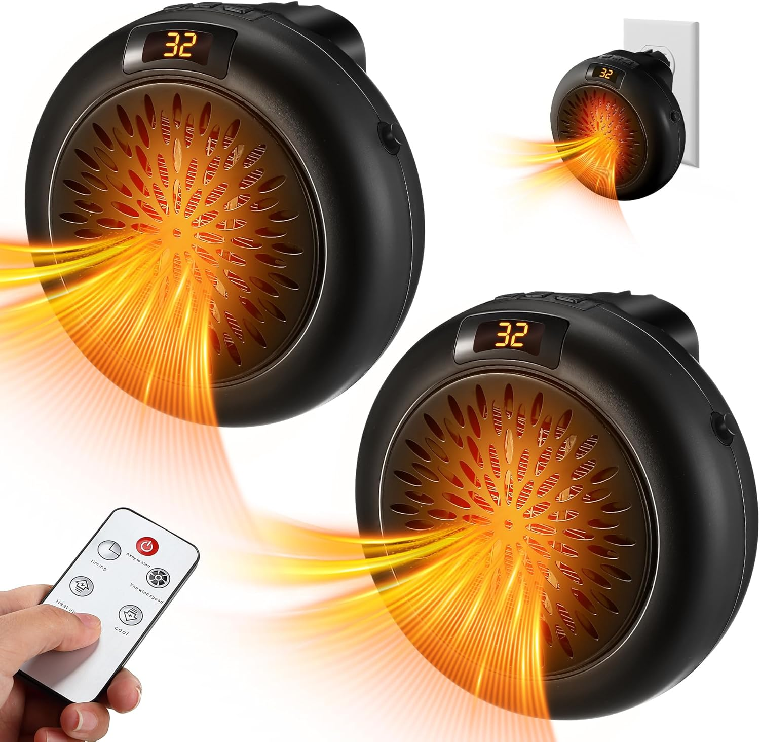 2 Pack 500W Portable Electric Space Heater with Adjustable Thermostat for Small Spaces