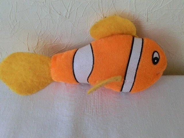 Plüschtier Zierfisch orange, weiß, gelb schwarz gestreift, 14 cm lang - Bild 2 von 2