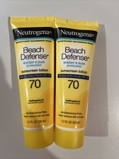 2 Neutrogena Beach Defense Sunscreen Lotion Broad Spectrum SPF 70, 1 Fl Oz Ea