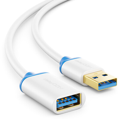1,5m USB Verlängerungskabel USB 3.0 Verlängerung USB A-Stecker zu A-Buchse Weiß