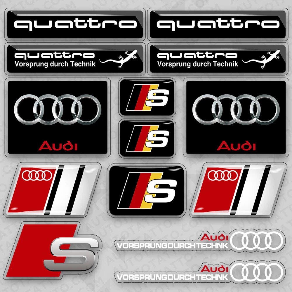 Audi Sport S Germany Quattro Racing Car Logo Sticker Vinyl 3D Decal Stripe  Decor