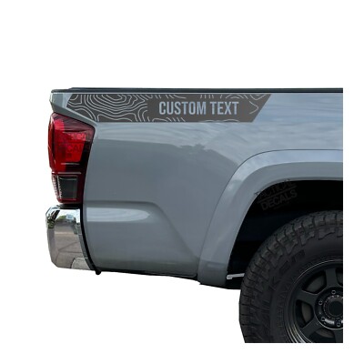 Custom text Topography Bed Side Stripes Decals for Toyota Tacoma sport 2016-2023
