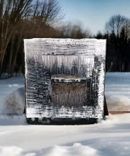 Rare B&W Classic Vintage Orig Abstract (See Vid Acrylic Painting Canvas 12x12