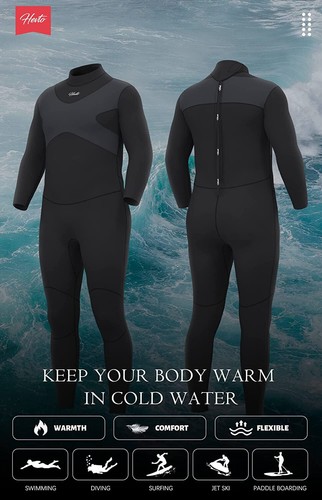 Hevto Wetsuits XL Unisex 3/2mm Neoprene Full Scuba Diving Suit S1 - Picture 4 of 5