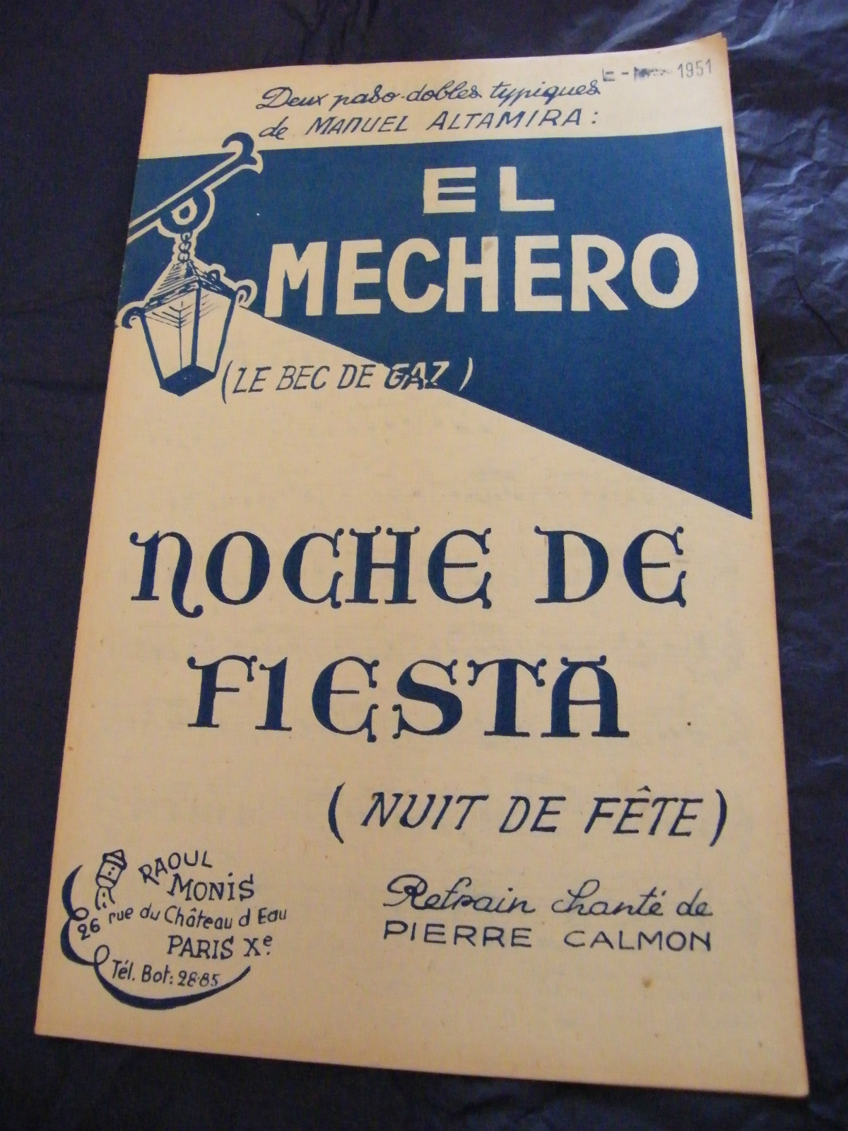 El Mechero Party Partition Pierre Calmon 1951 Music Sheet