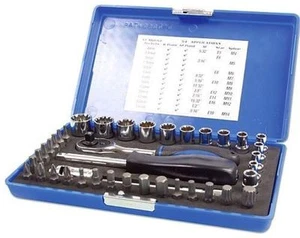 LASER TOOLS 1/4 DRIVE SOCKET SET INC. METRIC AF TORX SPLINE SOCKETS TS3