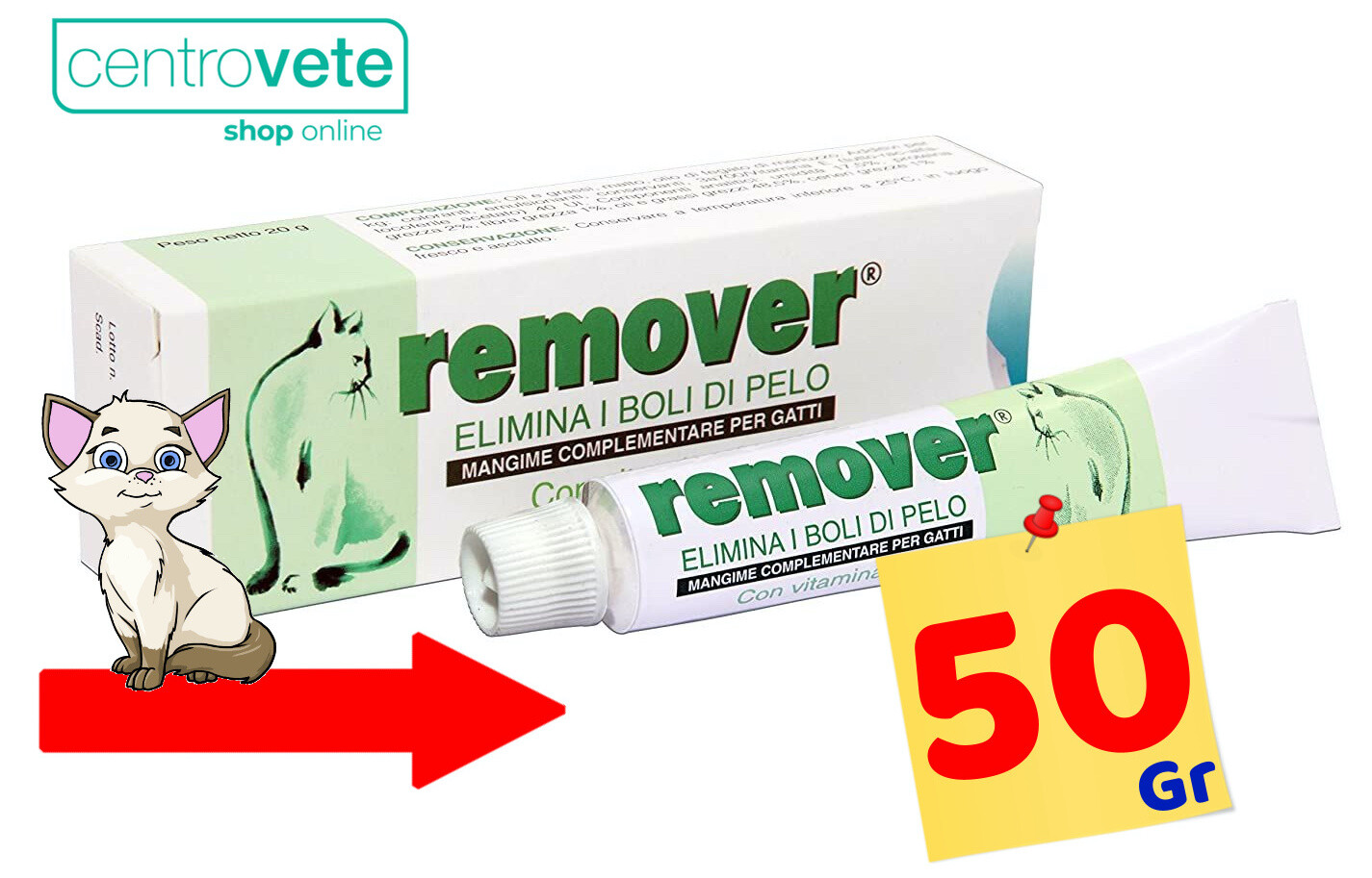 REMOVER 50 gr  GATTO → Elimina i boli di pelo - Mangime complementare per GATTI