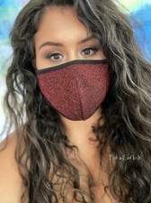 Made in USA UNISEX RED WINE GLITTER LOOK BLING FASHION FACE MASK FILTER POCKET