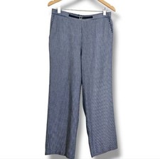 Vintage 90s Alfred Dunner Pants Size 12P Straight Leg Blue White Stripe Nautical