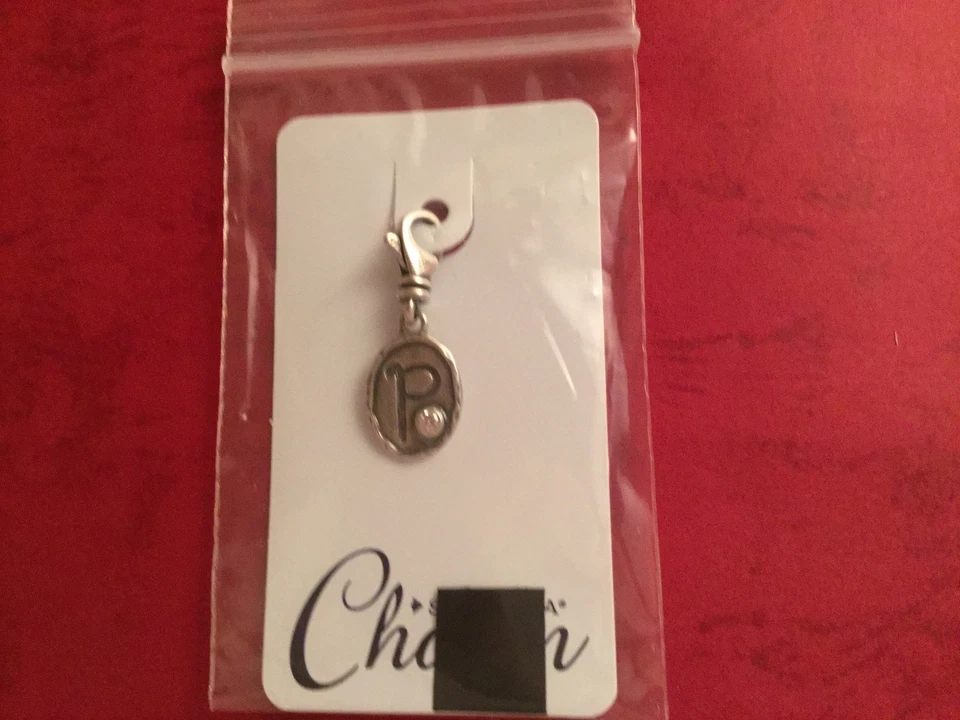 Silpada Retired C2516 Inital P Sterling Silver .925 Charm With CZ New $44 - Image 2 of 2