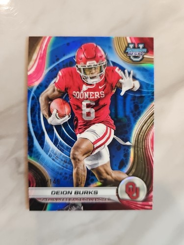 Deion Burks 2024 Bowman Best U Blue /149 Oklahoma Sooners