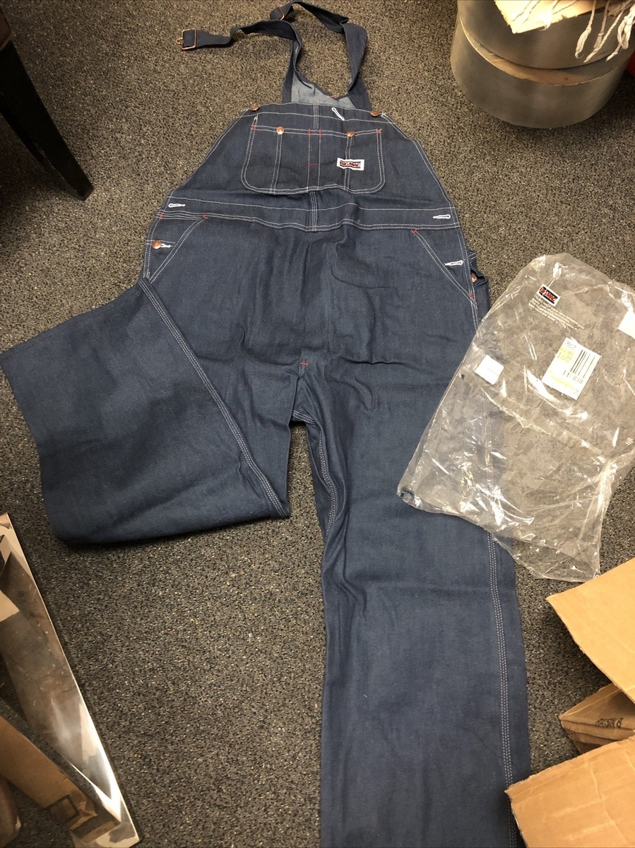 Men's Vintage BIG MAC Blue Denim Carpenter Bib Overall 44x30 NOS