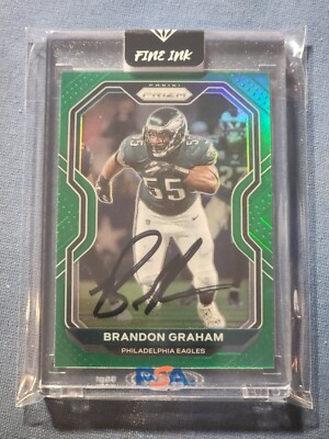 Brandon Graham 2020 Panini Prizm Green Team Color Signed FINE-INK AUTO 