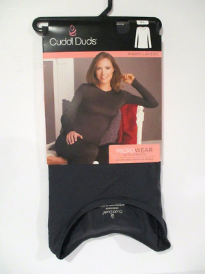 Cuddl Duds womens Microwear with stretch crew top size XL 18-20 Charcoal