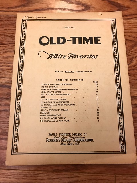 Vintage Old-Time Waltz Favorites W/ Vocal Choruses Sheet Music 15