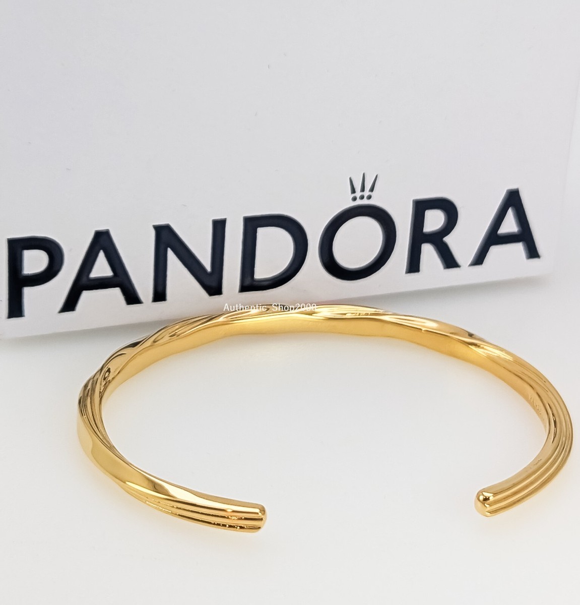 New 100% Authentic PANDORA ESSENCE 14k Gold Plated Twisted Open