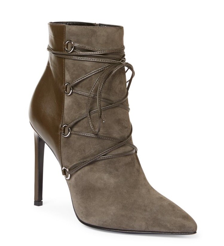 Stivaletti Saint Laurent grigi stringati scamosciati pelle nuovi con scatola $1095 taglia 7 $389 99