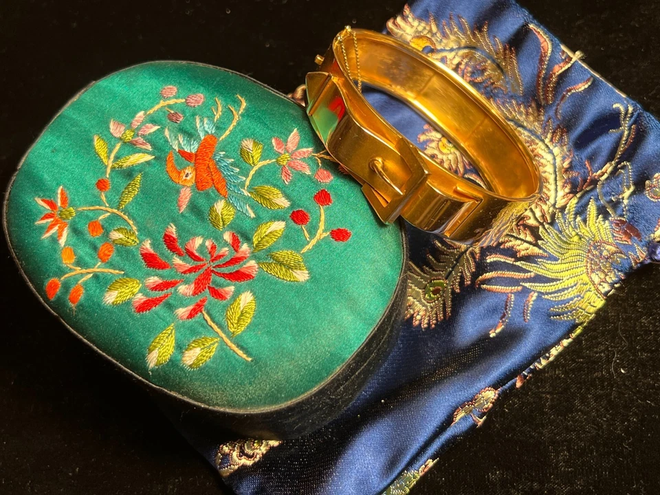 Hermosa pulsera con hebilla de oro rosa 1880s 18^ 15 mm de ancho 22 g Foto 2 de 4