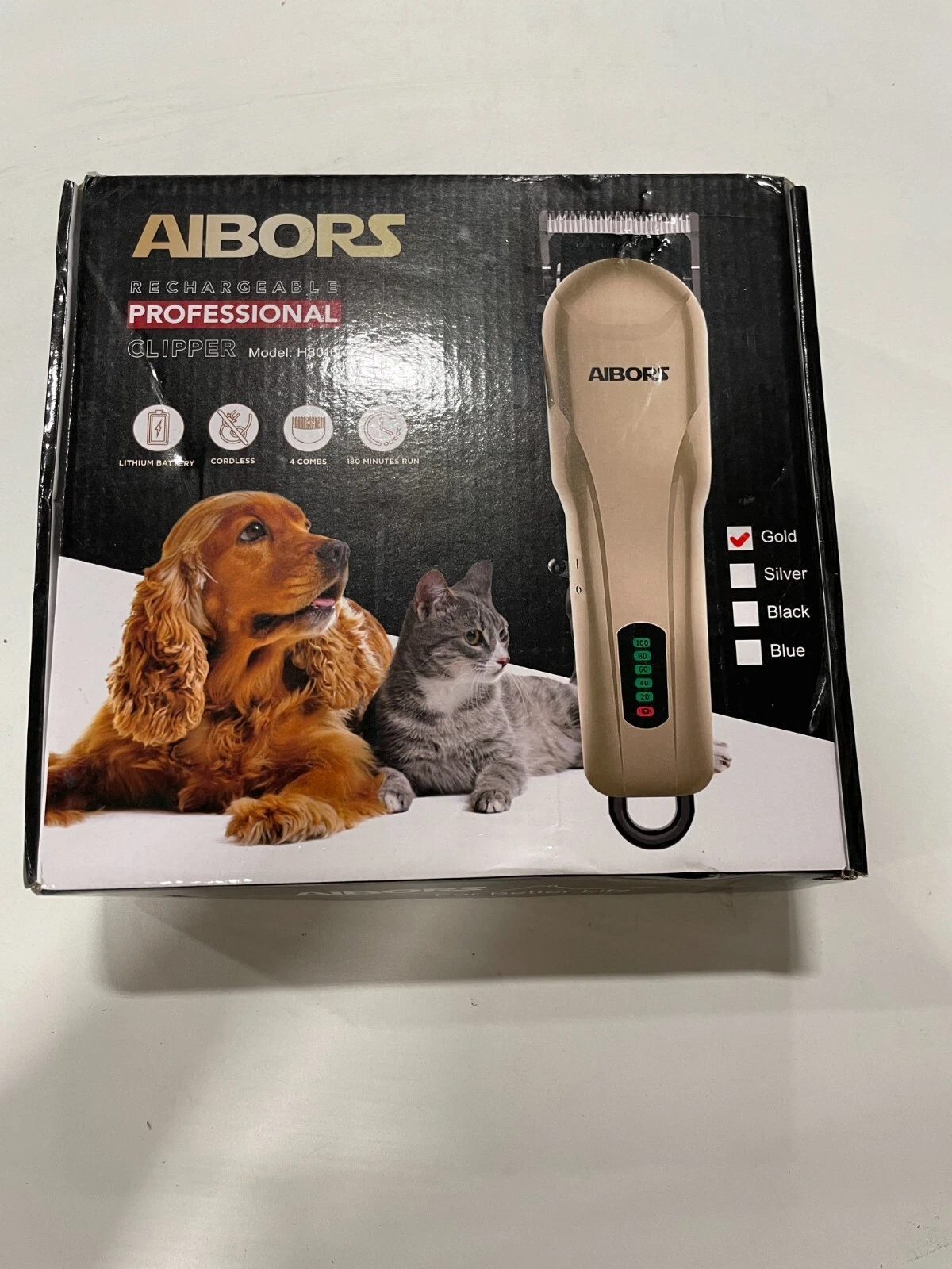 AIBORS Dog Grooming Clippers kit Wireless Rechargeable Gold Stainless Steel
