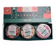 New The Body Shop Comfort & Cheer Body Butter Trio - Strawberry Almond Milk Rose