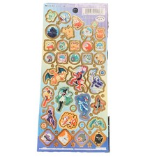 Pokemon Gold Foil Stickers Shiny Kawaii Sheet - Japan Exclusive Daiso -Blue